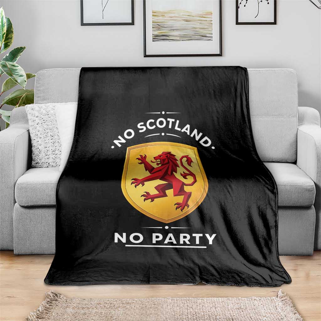 No Scotland No Party Gold Heraldic Shield Red Lion Rampant Throw Blanket Game Day Soccer Fans Football Tournament