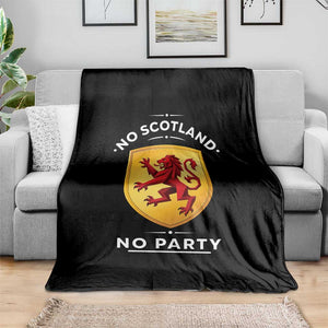 No Scotland No Party Gold Heraldic Shield Red Lion Rampant Throw Blanket Game Day Soccer Fans Football Tournament