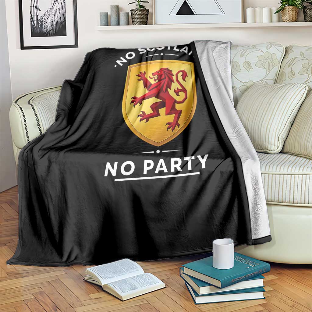 No Scotland No Party Gold Heraldic Shield Red Lion Rampant Throw Blanket Game Day Soccer Fans Football Tournament