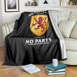 No Scotland No Party Gold Heraldic Shield Red Lion Rampant Throw Blanket Game Day Soccer Fans Football Tournament