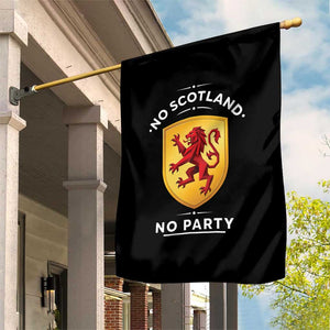 No Scotland No Party Gold Heraldic Shield Red Lion Rampant Garden Flag Game Day Soccer Fans Football Tournament