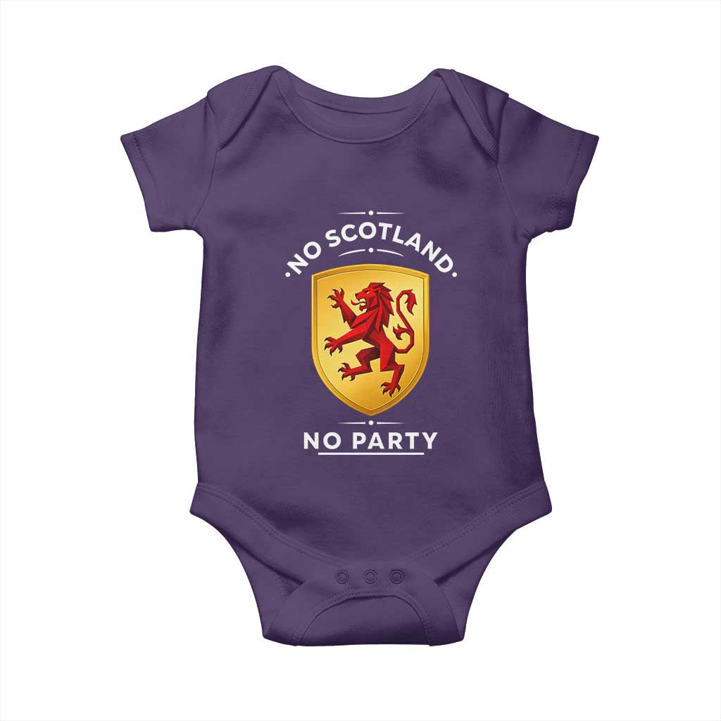 No Scotland No Party Gold Heraldic Shield Red Lion Rampant Baby Onesie Game Day Soccer Fans Football Tournament