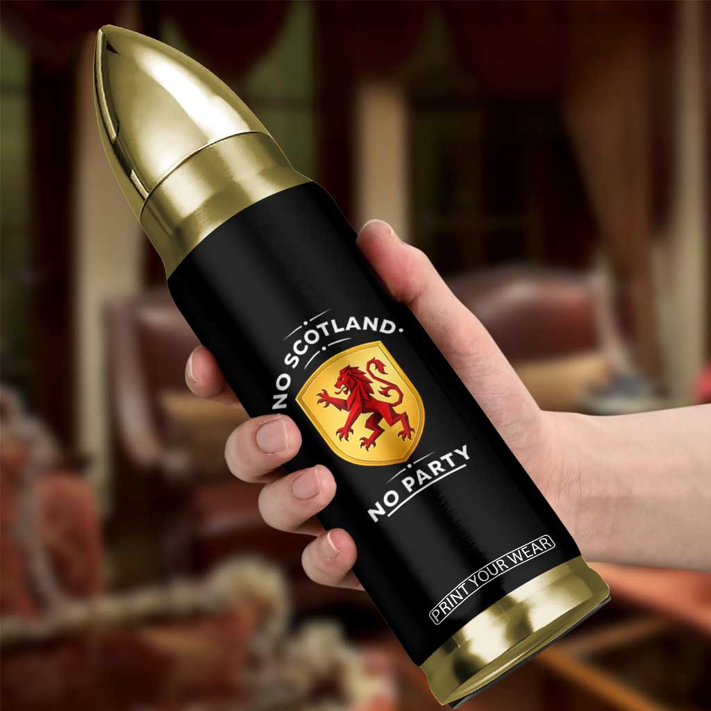 No Scotland No Party Gold Heraldic Shield Red Lion Rampant Bullet Tumbler Game Day Soccer Fans Football Tournament