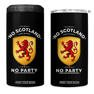 No Scotland No Party Gold Heraldic Shield Red Lion Rampant 4 in 1 Can Cooler Tumbler Game Day Soccer Fans Football Tournament