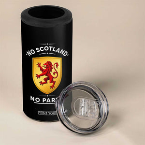 No Scotland No Party Gold Heraldic Shield Red Lion Rampant 4 in 1 Can Cooler Tumbler Game Day Soccer Fans Football Tournament