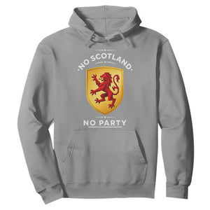 No Scotland No Party Gold Heraldic Shield Red Lion Rampant Hoodie Game Day Soccer Fans Football Tournament