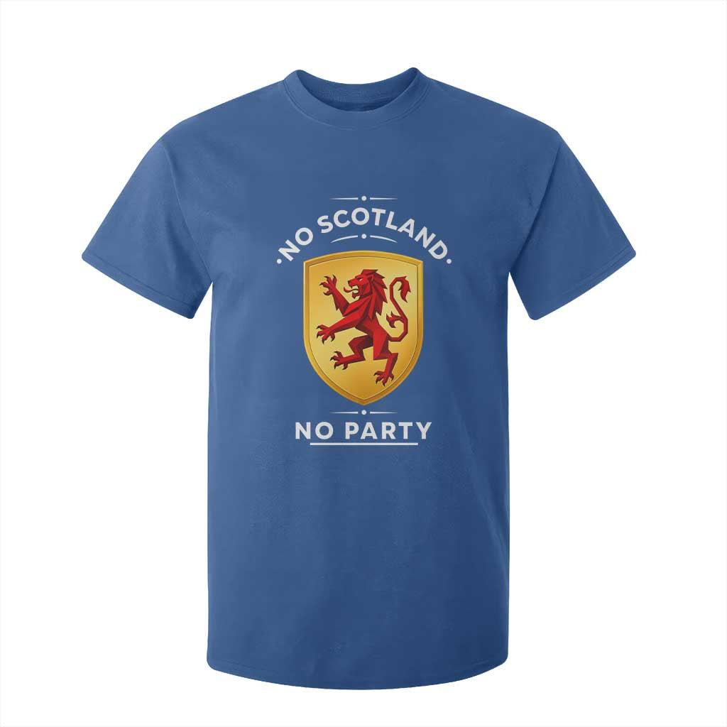 No Scotland No Party Gold Heraldic Shield Red Lion Rampant T Shirt For Kid Game Day Soccer Fans Football Tournament