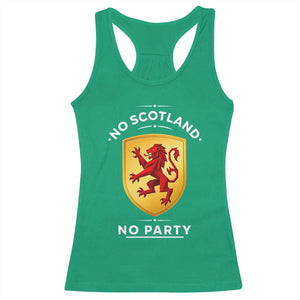 No Scotland No Party Gold Heraldic Shield Red Lion Rampant Racerback Tank Top Game Day Soccer Fans Football Tournament
