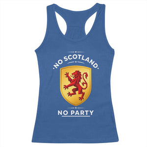 No Scotland No Party Gold Heraldic Shield Red Lion Rampant Racerback Tank Top Game Day Soccer Fans Football Tournament