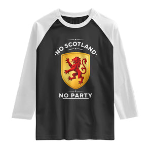 No Scotland No Party Gold Heraldic Shield Red Lion Rampant Raglan Shirt Game Day Soccer Fans Football Tournament