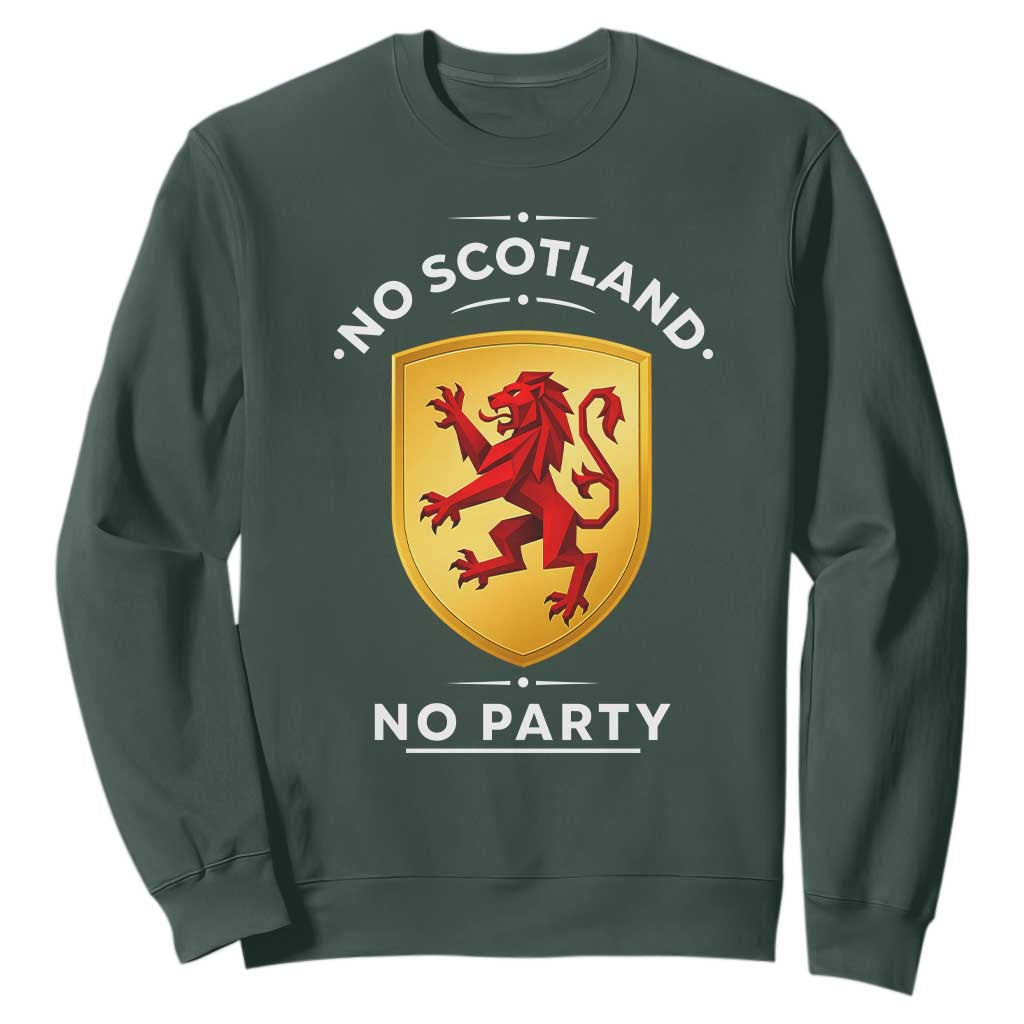 No Scotland No Party Gold Heraldic Shield Red Lion Rampant Sweatshirt Game Day Soccer Fans Football Tournament