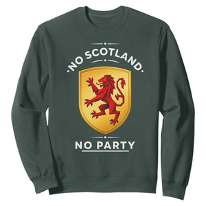 No Scotland No Party Gold Heraldic Shield Red Lion Rampant Sweatshirt Game Day Soccer Fans Football Tournament