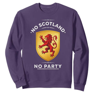 No Scotland No Party Gold Heraldic Shield Red Lion Rampant Sweatshirt Game Day Soccer Fans Football Tournament