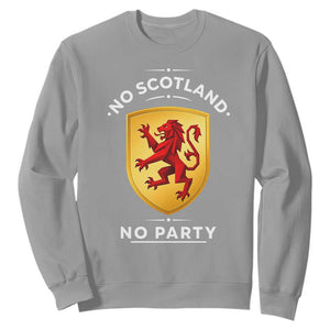 No Scotland No Party Gold Heraldic Shield Red Lion Rampant Sweatshirt Game Day Soccer Fans Football Tournament