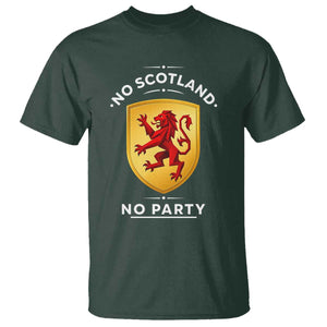No Scotland No Party Gold Heraldic Shield Red Lion Rampant T Shirt Game Day Soccer Fans Football Tournament