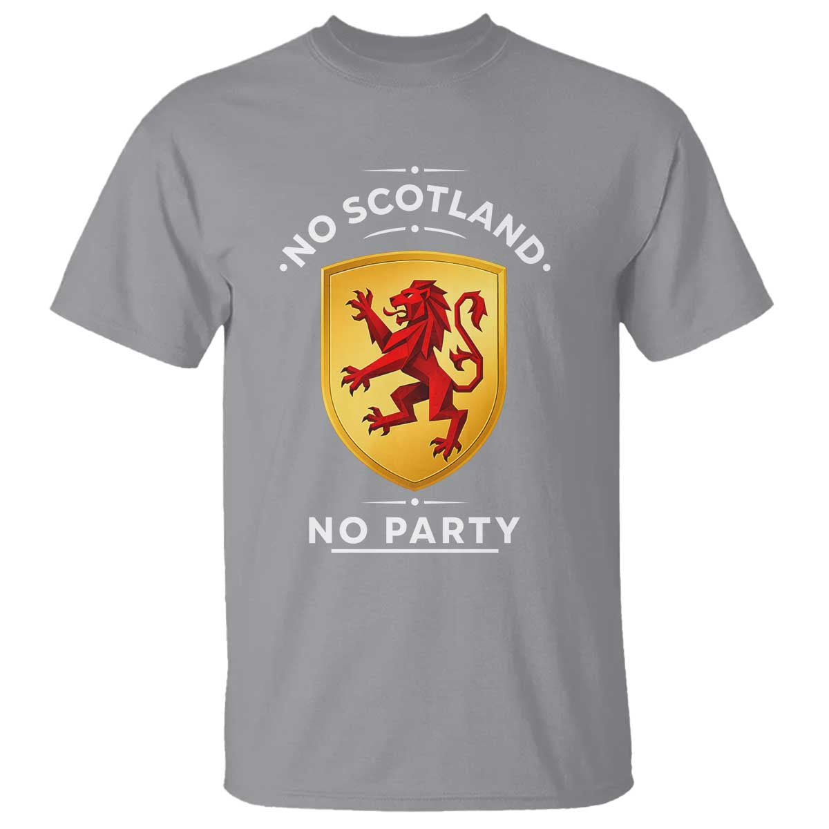 No Scotland No Party Gold Heraldic Shield Red Lion Rampant T Shirt Game Day Soccer Fans Football Tournament
