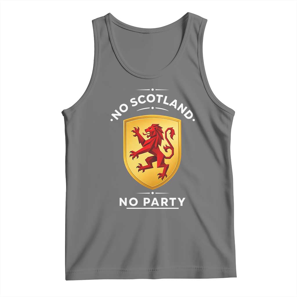 No Scotland No Party Gold Heraldic Shield Red Lion Rampant Tank Top Game Day Soccer Fans Football Tournament