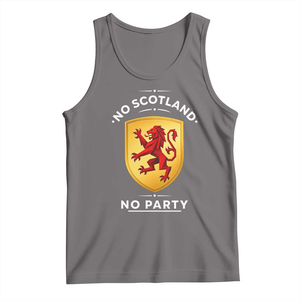 No Scotland No Party Gold Heraldic Shield Red Lion Rampant Tank Top Game Day Soccer Fans Football Tournament