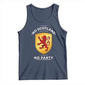 No Scotland No Party Gold Heraldic Shield Red Lion Rampant Tank Top Game Day Soccer Fans Football Tournament