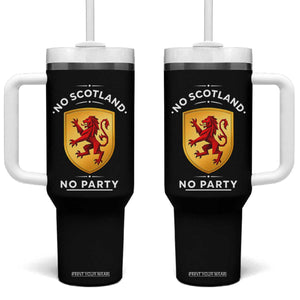 No Scotland No Party Gold Heraldic Shield Red Lion Rampant Tumbler With Handle Game Day Soccer Fans Football Tournament