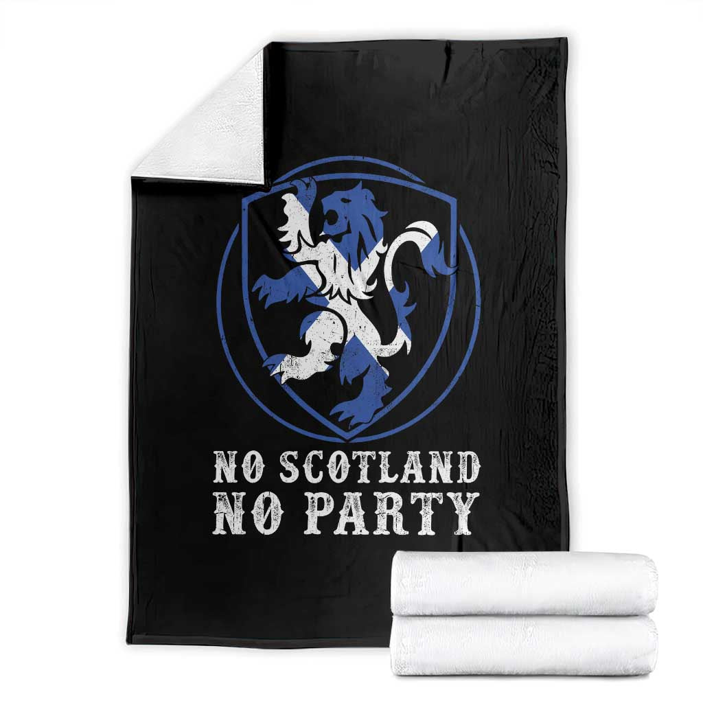 No Scotland No Party Distressed Shield Saltire Cross Throw Blanket Vintage Football Fans Game Day