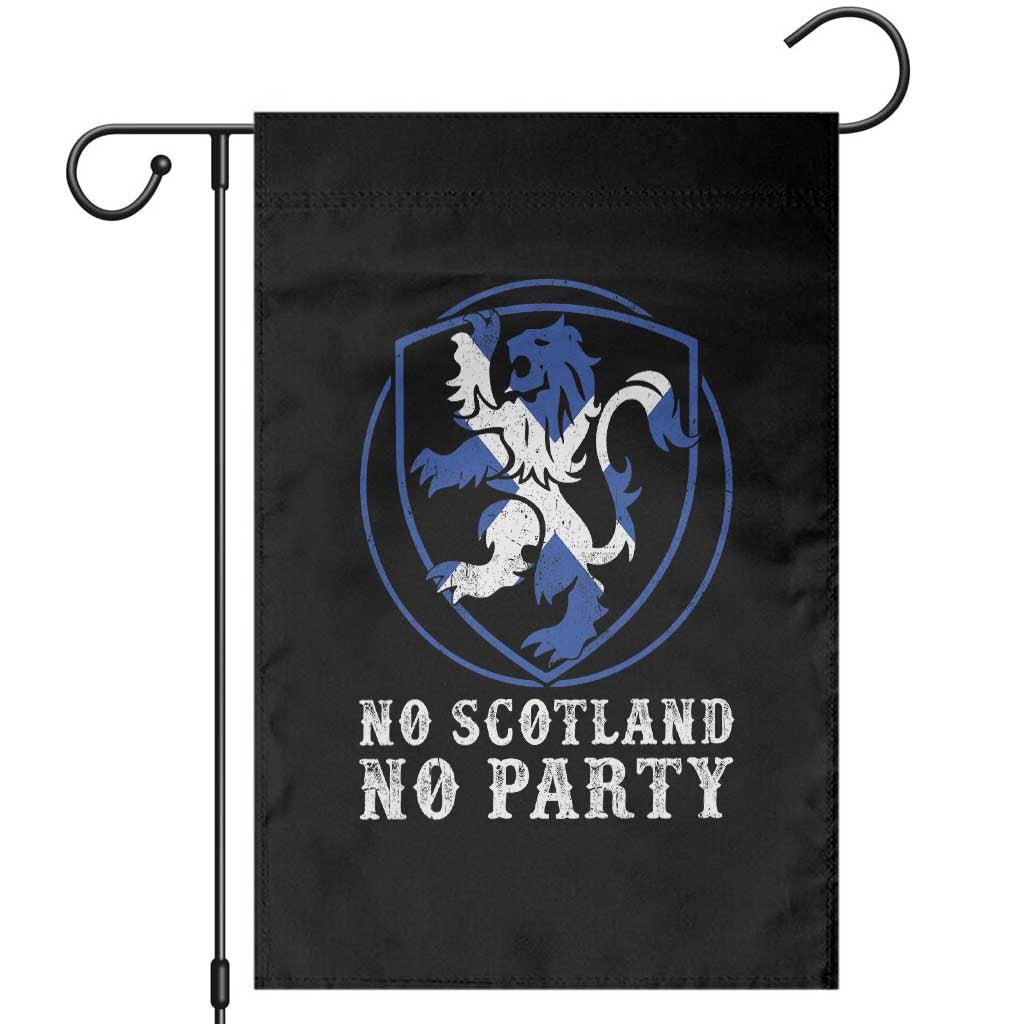No Scotland No Party Distressed Shield Saltire Cross Garden Flag Vintage Football Fans Game Day TS02 Black Print Your Wear