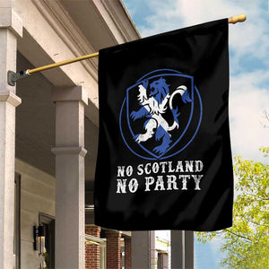 No Scotland No Party Distressed Shield Saltire Cross Garden Flag Vintage Football Fans Game Day