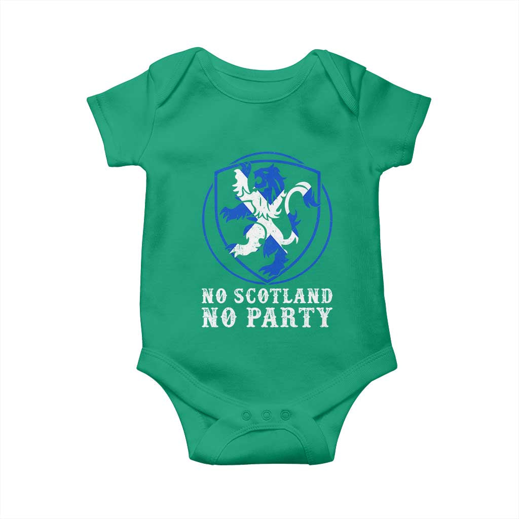 No Scotland No Party Distressed Shield Saltire Cross Baby Onesie Vintage Football Fans Game Day