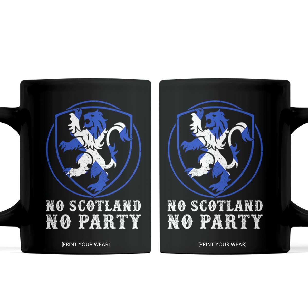 No Scotland No Party Distressed Shield Saltire Cross Coffee Mug Vintage Football Fans Game Day
