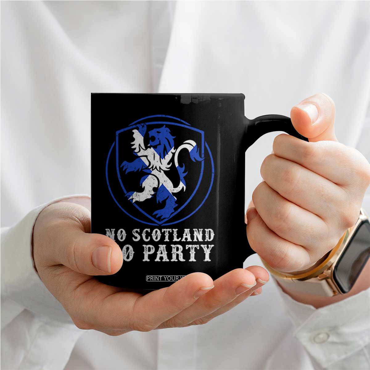 No Scotland No Party Distressed Shield Saltire Cross Coffee Mug Vintage Football Fans Game Day