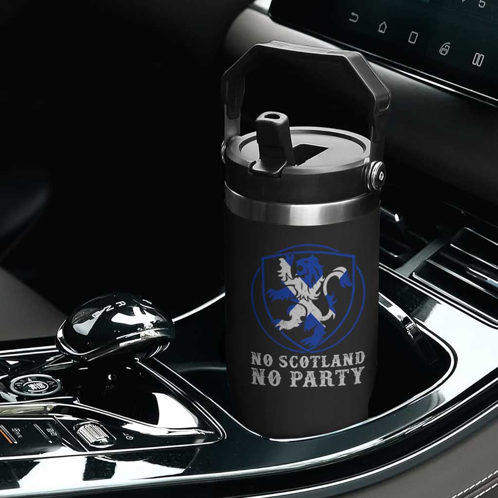 No Scotland No Party Distressed Shield Saltire Cross Flip Straw Tumbler Vintage Football Fans Game Day