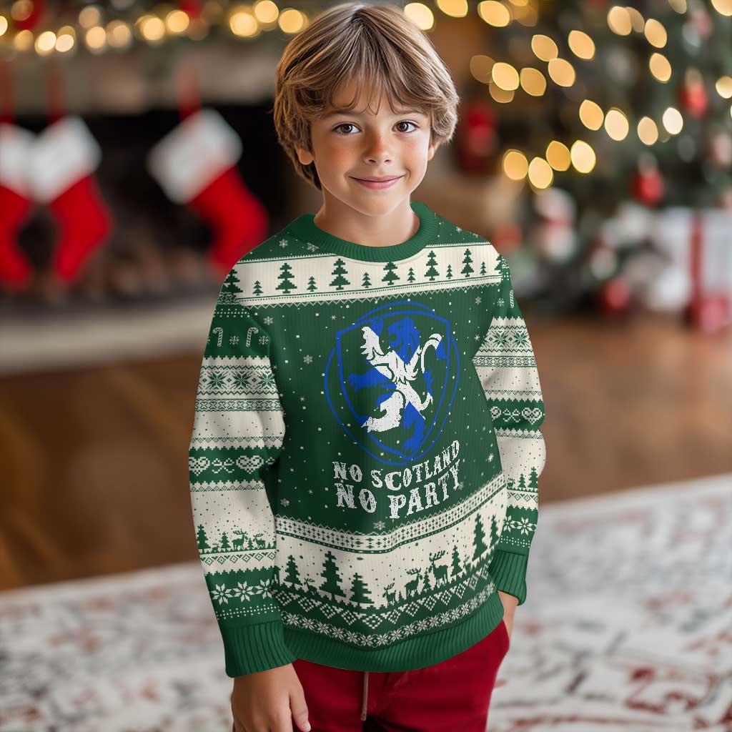 No Scotland No Party Distressed Shield Saltire Cross Ugly Christmas Sweater Vintage Football Fans Game Day