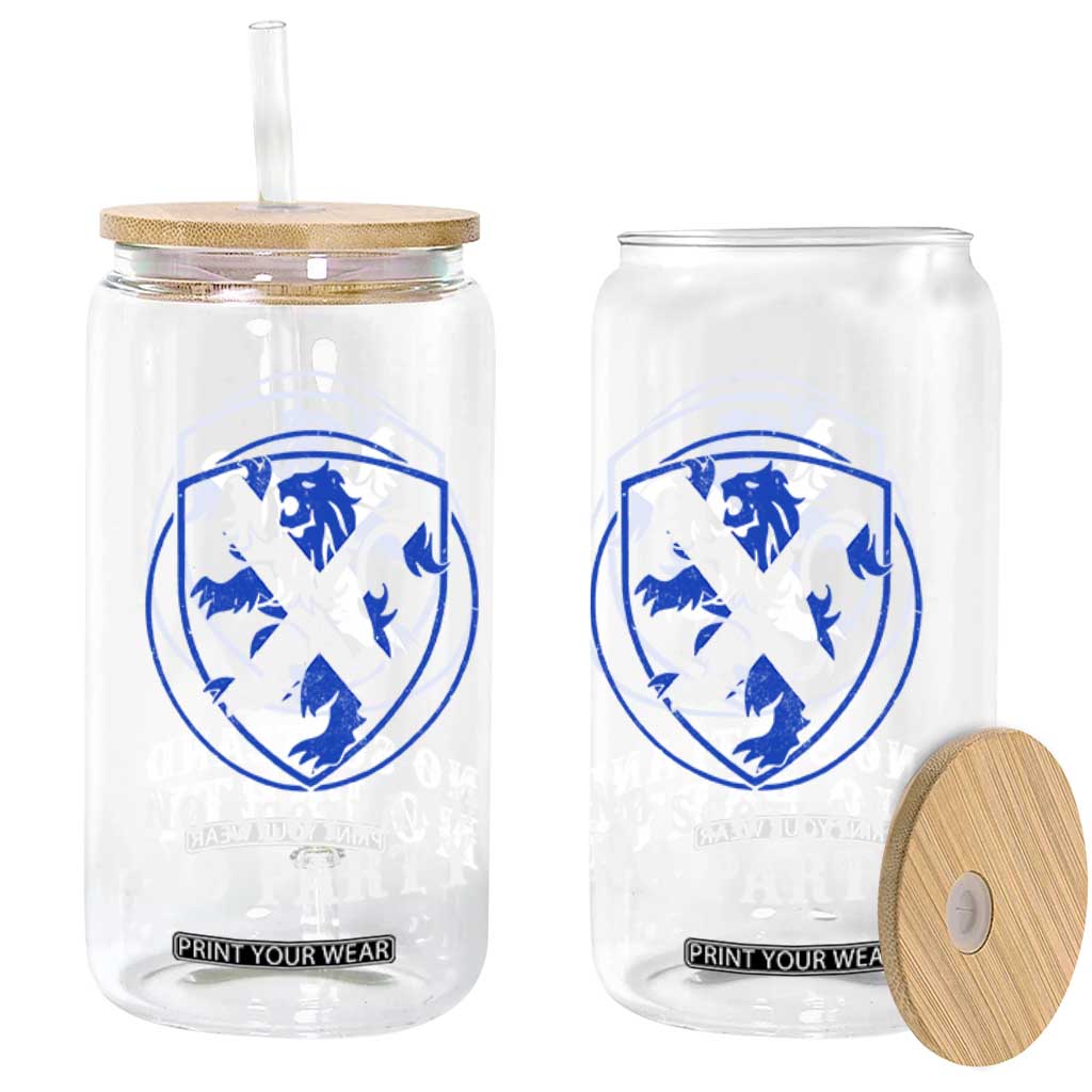 No Scotland No Party Distressed Shield Saltire Cross Glass Can Vintage Football Fans Game Day