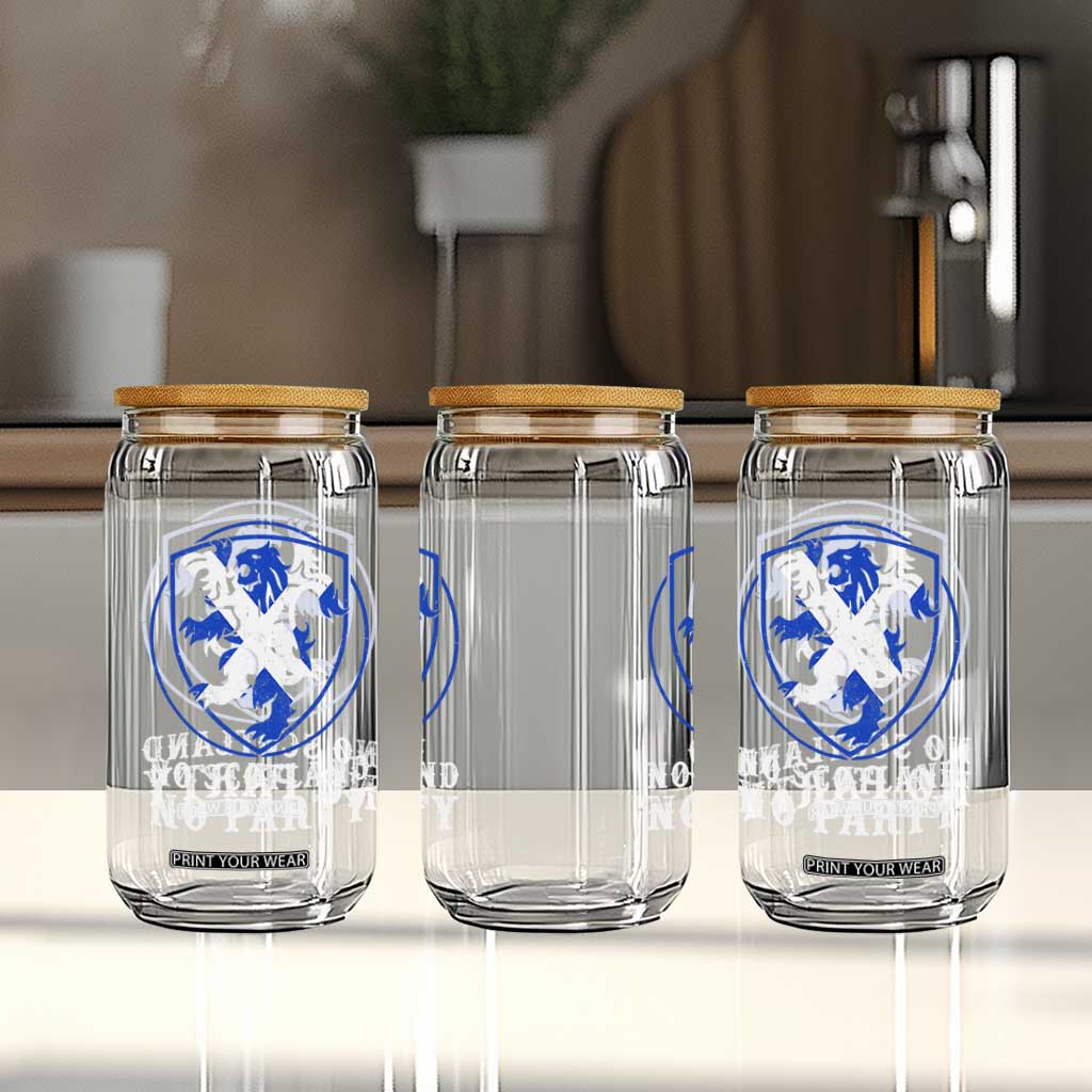 No Scotland No Party Distressed Shield Saltire Cross Glass Can Vintage Football Fans Game Day