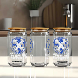 No Scotland No Party Distressed Shield Saltire Cross Glass Can Vintage Football Fans Game Day