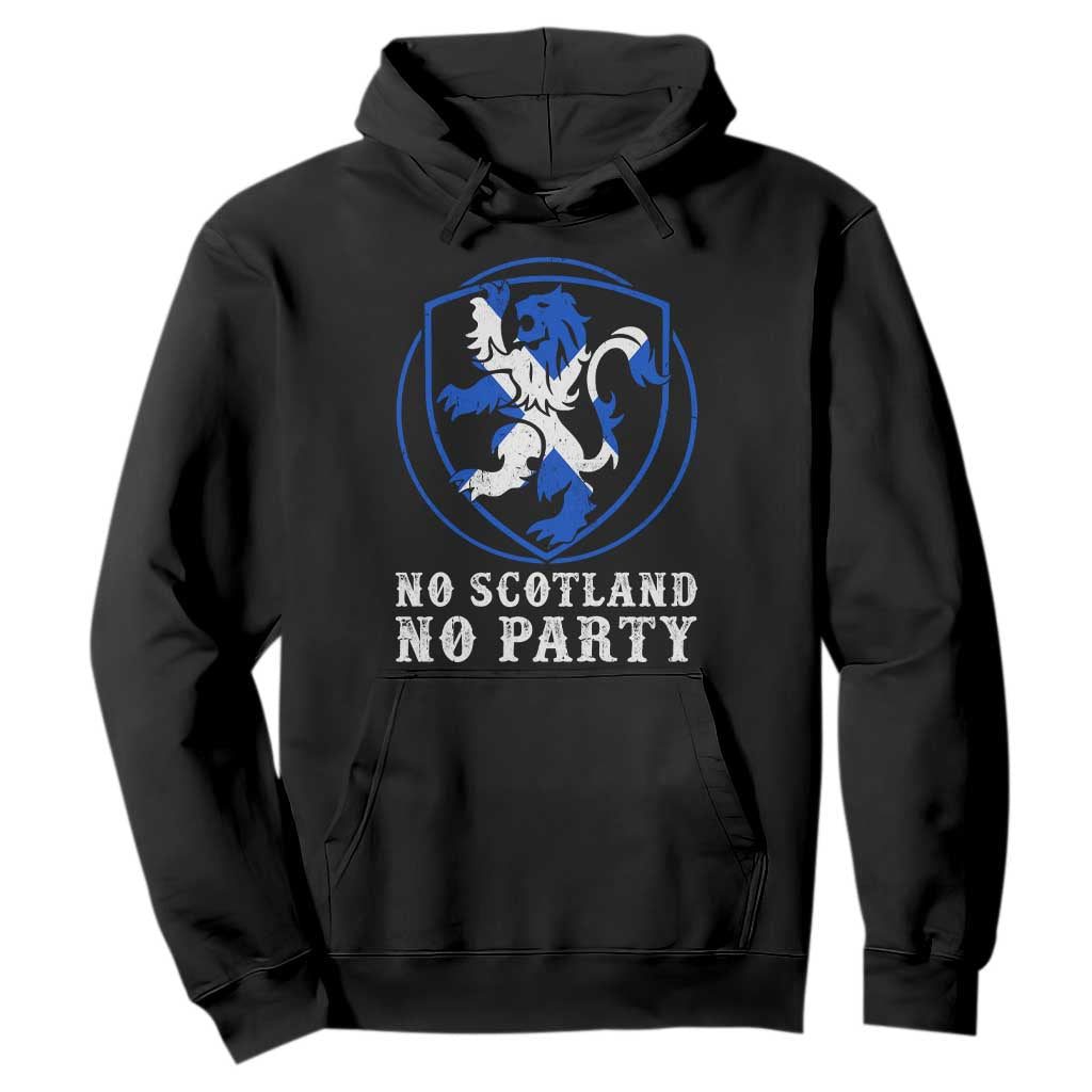 No Scotland No Party Distressed Shield Saltire Cross Hoodie Vintage Football Fans Game Day