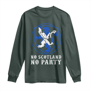 No Scotland No Party Distressed Shield Saltire Cross Long Sleeve Shirt Vintage Football Fans Game Day