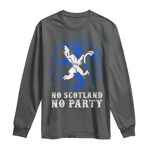 No Scotland No Party Distressed Shield Saltire Cross Long Sleeve Shirt Vintage Football Fans Game Day