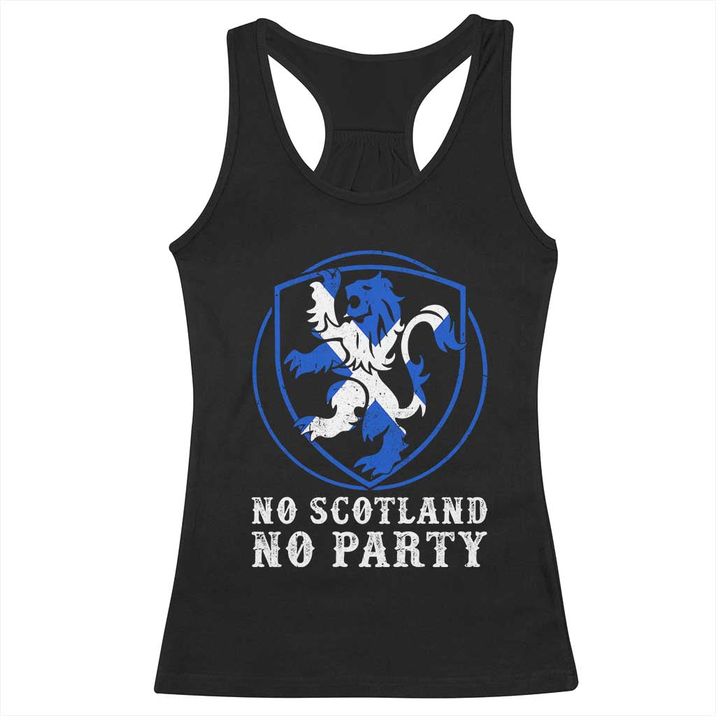 No Scotland No Party Distressed Shield Saltire Cross Racerback Tank Top Vintage Football Fans Game Day