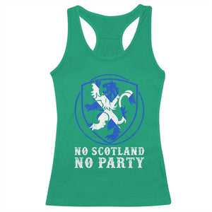 No Scotland No Party Distressed Shield Saltire Cross Racerback Tank Top Vintage Football Fans Game Day