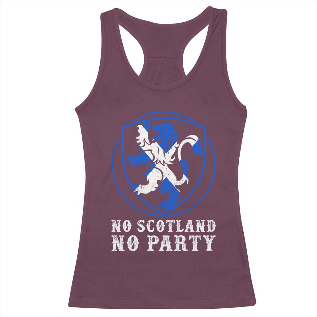 No Scotland No Party Distressed Shield Saltire Cross Racerback Tank Top Vintage Football Fans Game Day