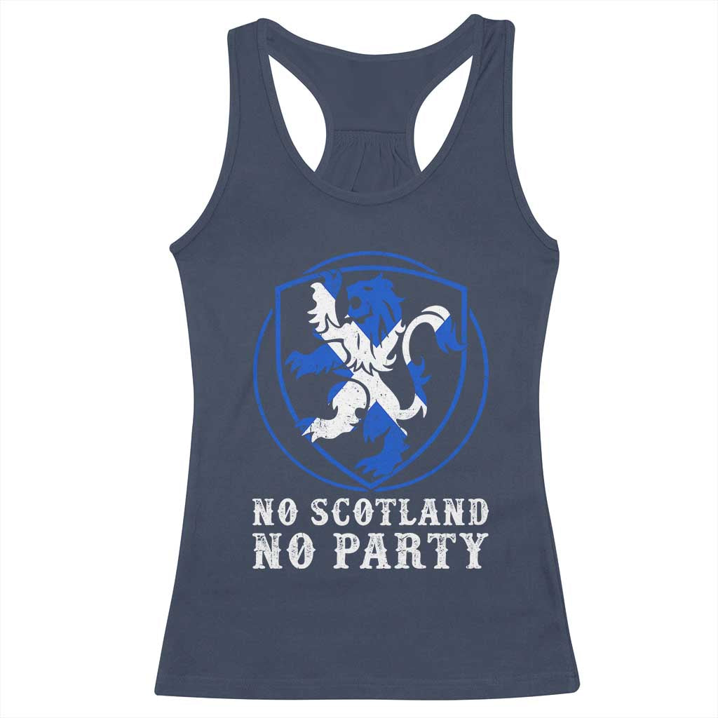 No Scotland No Party Distressed Shield Saltire Cross Racerback Tank Top Vintage Football Fans Game Day