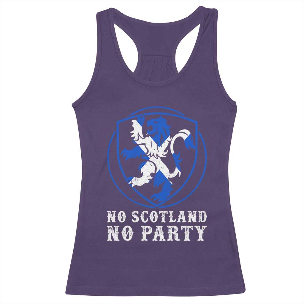 No Scotland No Party Distressed Shield Saltire Cross Racerback Tank Top Vintage Football Fans Game Day