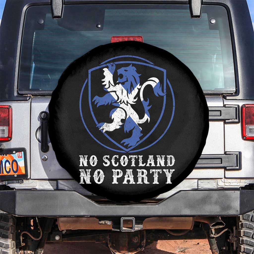 No Scotland No Party Distressed Shield Saltire Cross Spare Tire Cover Vintage Football Fans Game Day TS02 No hole Black Print Your Wear