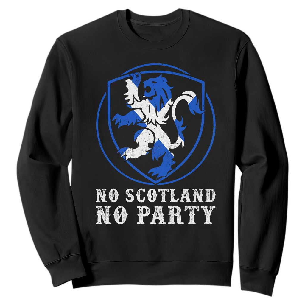 No Scotland No Party Distressed Shield Saltire Cross Sweatshirt Vintage Football Fans Game Day