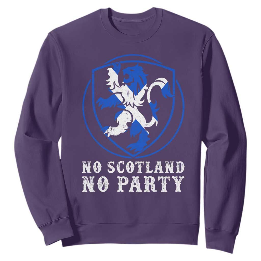 No Scotland No Party Distressed Shield Saltire Cross Sweatshirt Vintage Football Fans Game Day