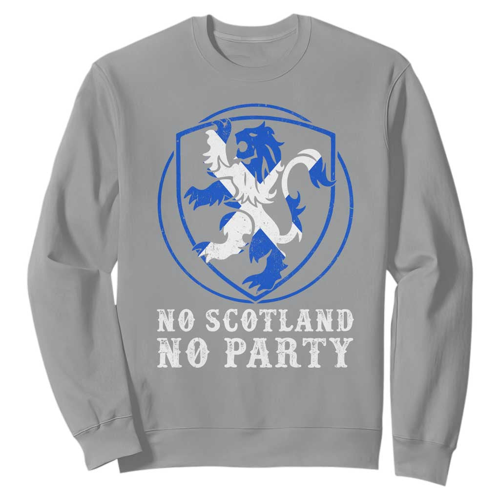 No Scotland No Party Distressed Shield Saltire Cross Sweatshirt Vintage Football Fans Game Day
