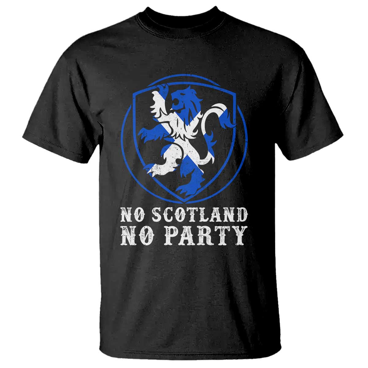 No Scotland No Party Distressed Shield Saltire Cross T Shirt Vintage Football Fans Game Day