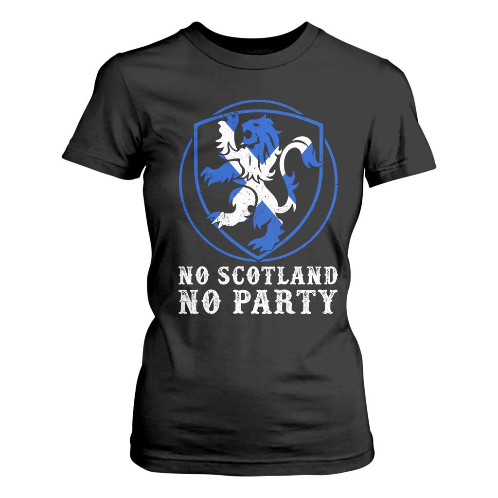 No Scotland No Party Distressed Shield Saltire Cross T Shirt For Women Vintage Football Fans Game Day