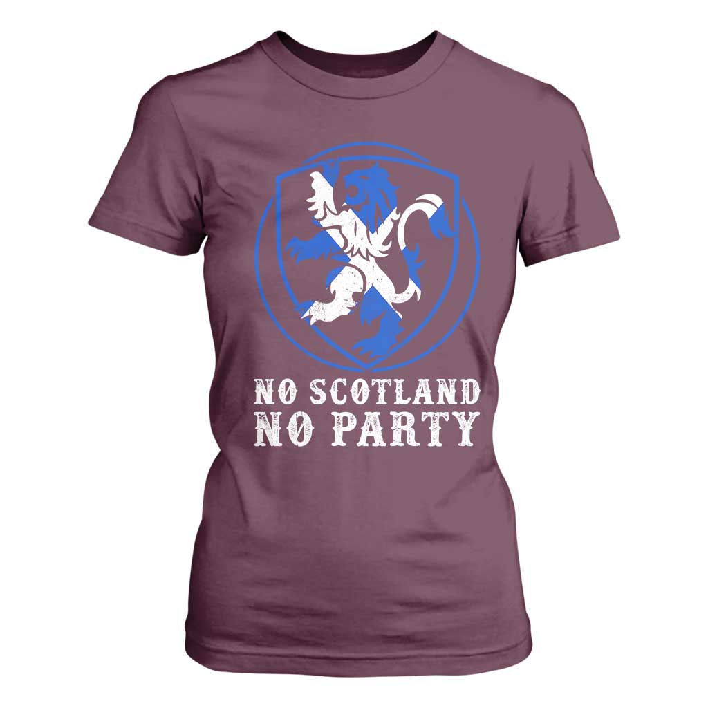 No Scotland No Party Distressed Shield Saltire Cross T Shirt For Women Vintage Football Fans Game Day
